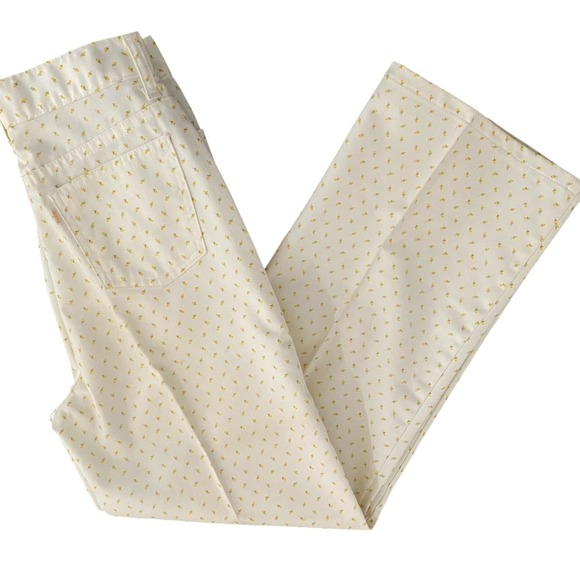 VTG Levi's For Me White Yellow Flowers Floral‎ Chino Pants Sz 27" Ultra Rare 70s - Picture 3 of 10